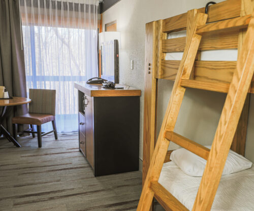 Close up of a bunk bed in a lodge room at Shawnee State Park Lodge